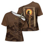 Imenet Sunlit Temple Columns Cross Shoulder Shirt with Ancient Egyptian Offering Scene
