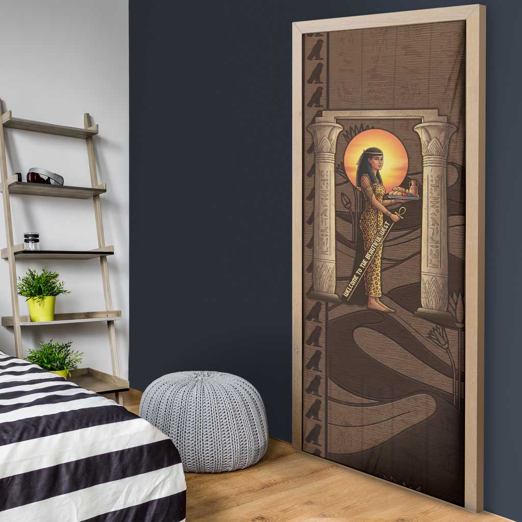 Imenet Sunlit Temple Columns Door Cover with Ancient Egyptian Offering Scene