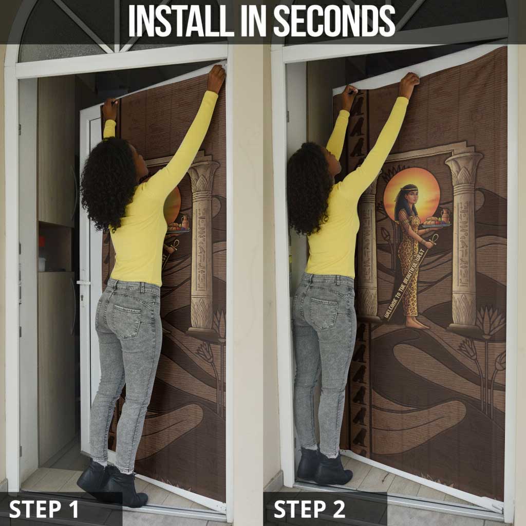 Imenet Sunlit Temple Columns Door Cover with Ancient Egyptian Offering Scene