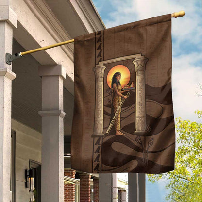 Imenet Sunlit Temple Columns Garden Flag with Ancient Egyptian Offering Scene