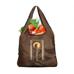 Imenet Sunlit Temple Columns Grocery Bag with Ancient Egyptian Offering Scene