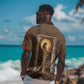 Imenet Sunlit Temple Columns Hawaiian Shirt with Ancient Egyptian Offering Scene