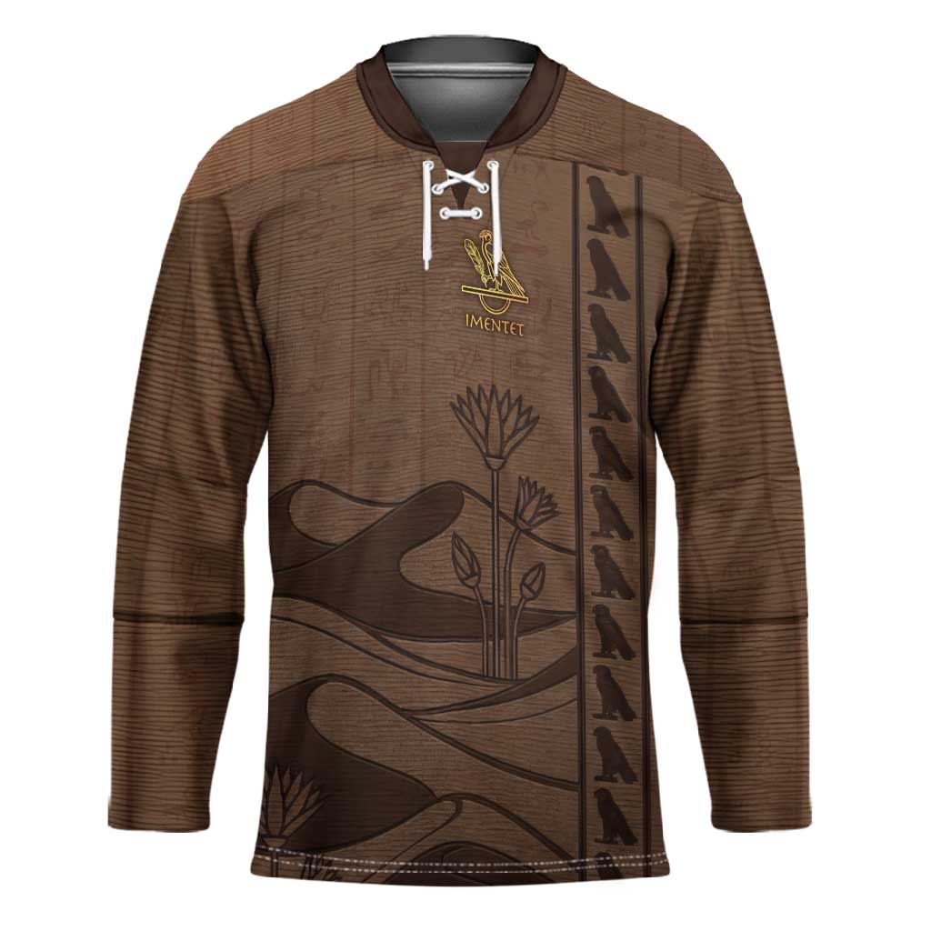 Imenet Sunlit Temple Columns Hockey Jersey with Ancient Egyptian Offering Scene