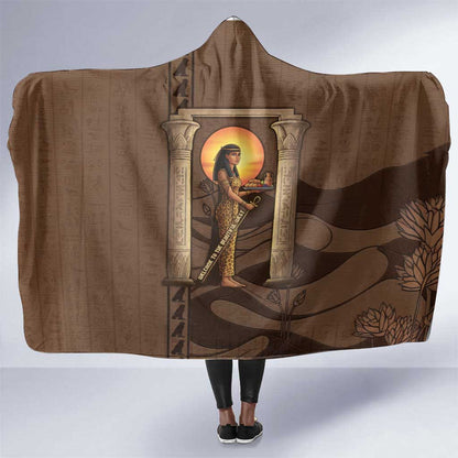 Imenet Sunlit Temple Columns Hooded Blanket with Ancient Egyptian Offering Scene