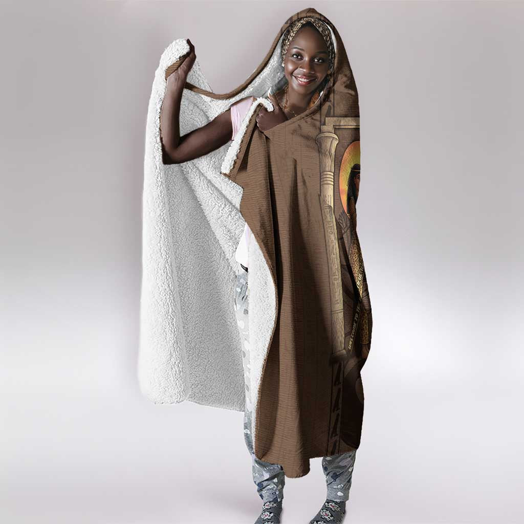 Imenet Sunlit Temple Columns Hooded Blanket with Ancient Egyptian Offering Scene