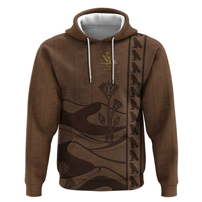 Imenet Sunlit Temple Columns Hoodie with Ancient Egyptian Offering Scene