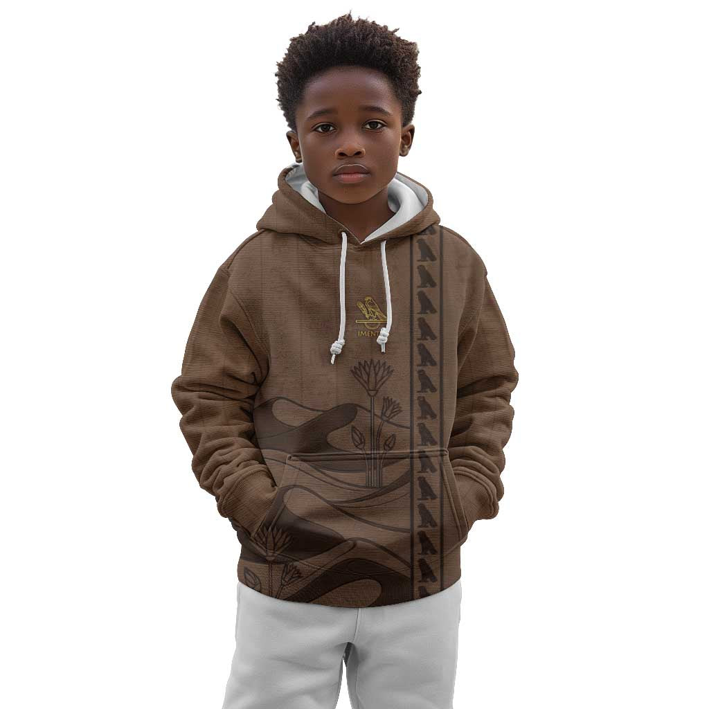Imenet Sunlit Temple Columns Kid Hoodie with Ancient Egyptian Offering Scene
