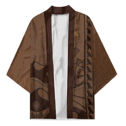 Imenet Sunlit Temple Columns Kimono with Ancient Egyptian Offering Scene