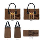 Imenet Sunlit Temple Columns Leather Bag with Ancient Egyptian Offering Scene
