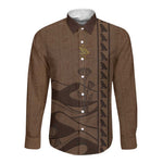 Imenet Sunlit Temple Columns Long Sleeve Button Shirt with Ancient Egyptian Offering Scene