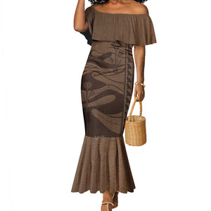 Imenet Sunlit Temple Columns Mermaid Dress with Ancient Egyptian Offering Scene