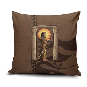 Imenet Sunlit Temple Columns Pillow Cover with Ancient Egyptian Offering Scene