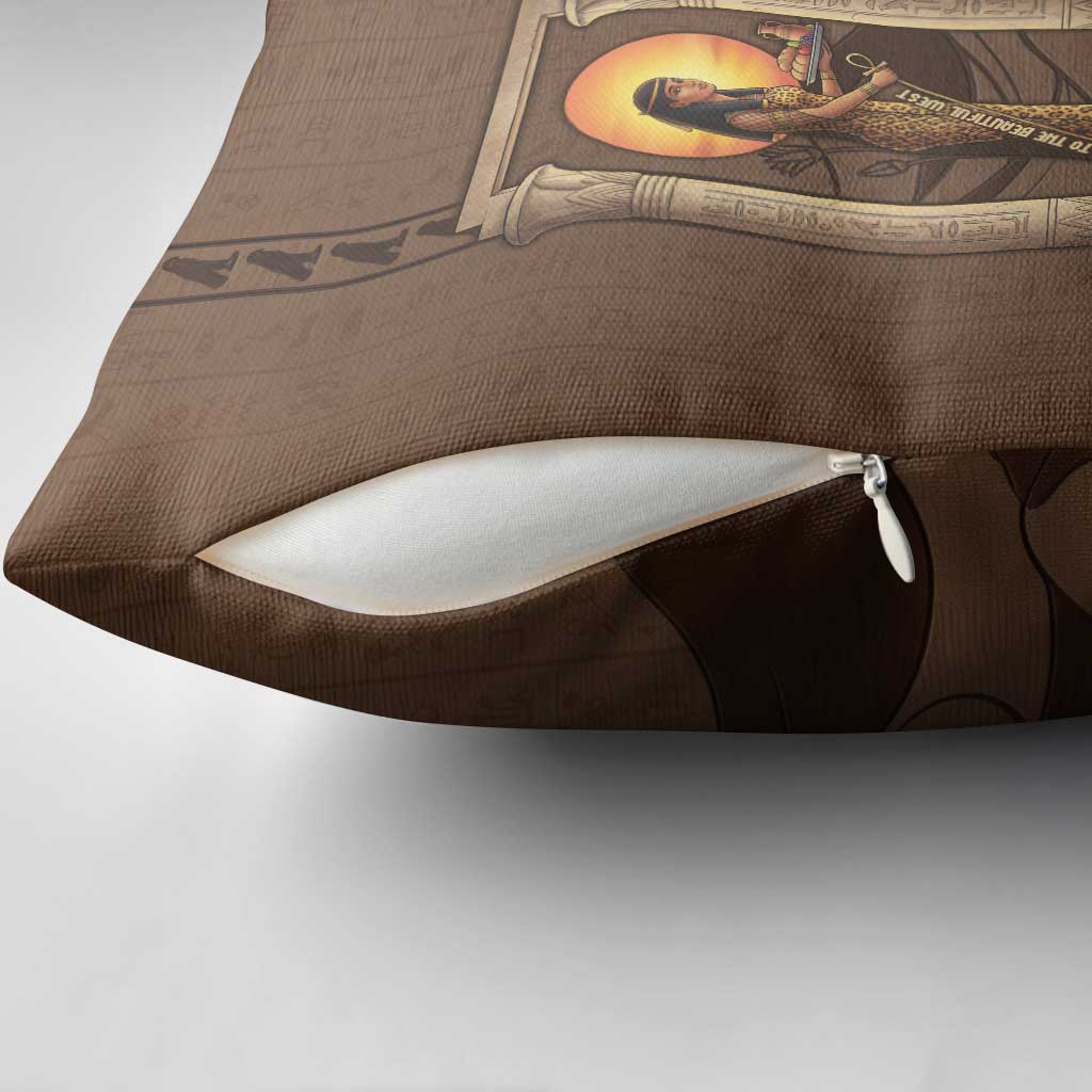 Imenet Sunlit Temple Columns Pillow Cover with Ancient Egyptian Offering Scene