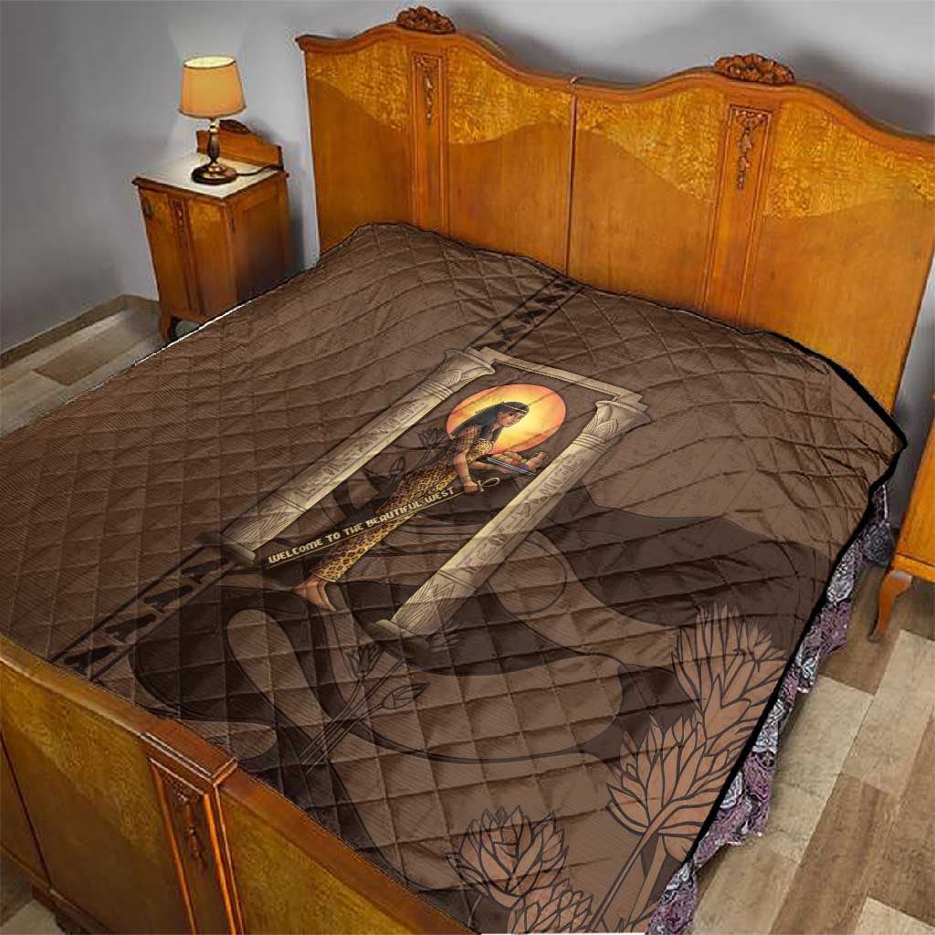 Imenet Sunlit Temple Columns Quilt with Ancient Egyptian Offering Scene