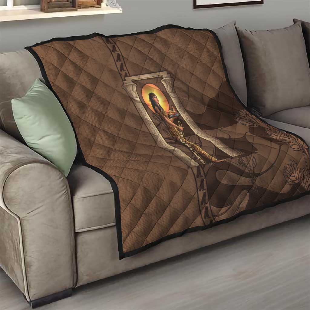 Imenet Sunlit Temple Columns Quilt with Ancient Egyptian Offering Scene