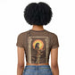 Imenet Sunlit Temple Columns Raglan Cropped T shirt with Ancient Egyptian Offering Scene