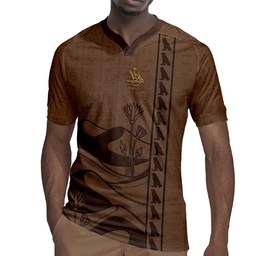Imenet Sunlit Temple Columns Rugby Jersey with Ancient Egyptian Offering Scene
