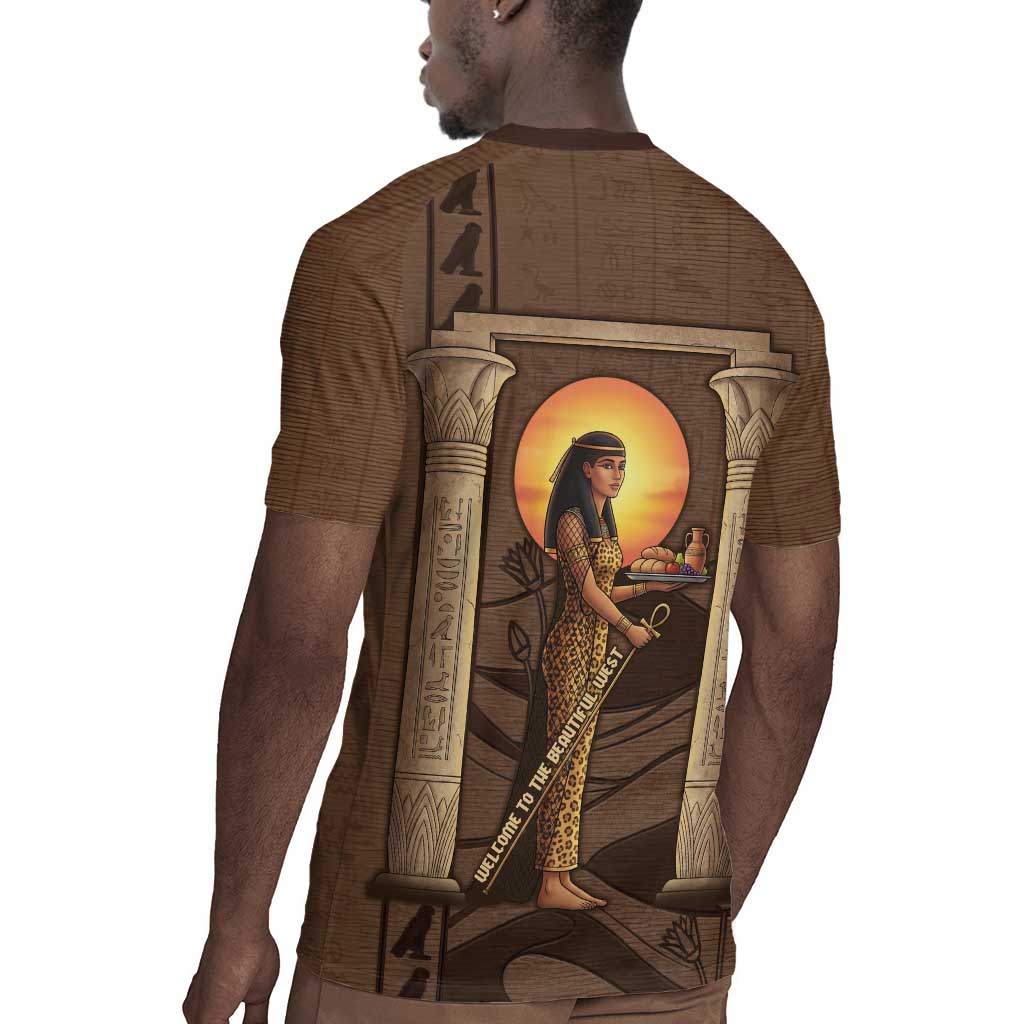 Imenet Sunlit Temple Columns Rugby Jersey with Ancient Egyptian Offering Scene