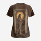 Imenet Sunlit Temple Columns Scrub Top with Ancient Egyptian Offering Scene
