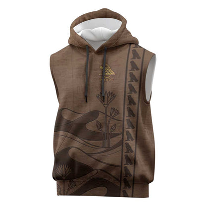 Imenet Sunlit Temple Columns Sleeveless Hoodie with Ancient Egyptian Offering Scene