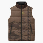 Imenet Sunlit Temple Columns Sleeveless Puffer Jacket with Ancient Egyptian Offering Scene