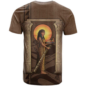 Imenet Sunlit Temple Columns T shirt with Ancient Egyptian Offering Scene