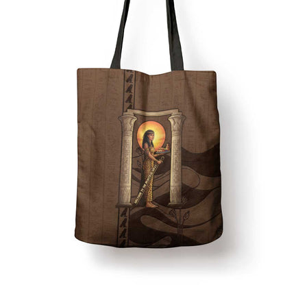 Imenet Sunlit Temple Columns Tote Bag with Ancient Egyptian Offering Scene