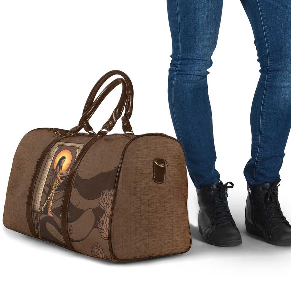 Imenet Sunlit Temple Columns Travel Bag with Ancient Egyptian Offering Scene