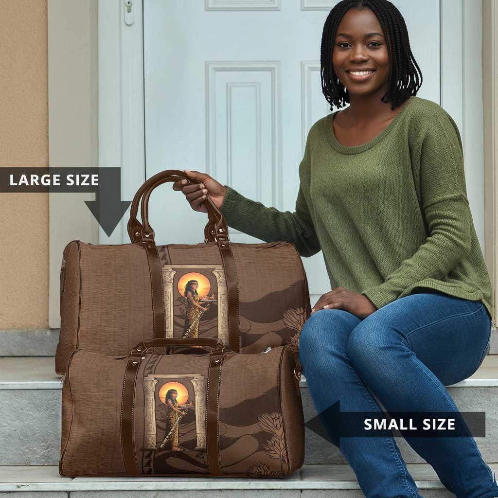 Imenet Sunlit Temple Columns Travel Bag with Ancient Egyptian Offering Scene