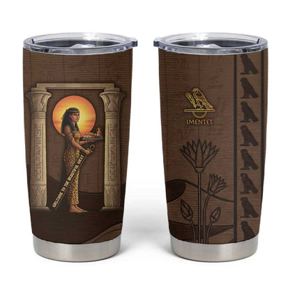 Imenet Sunlit Temple Columns Tumbler Cup with Ancient Egyptian Offering Scene