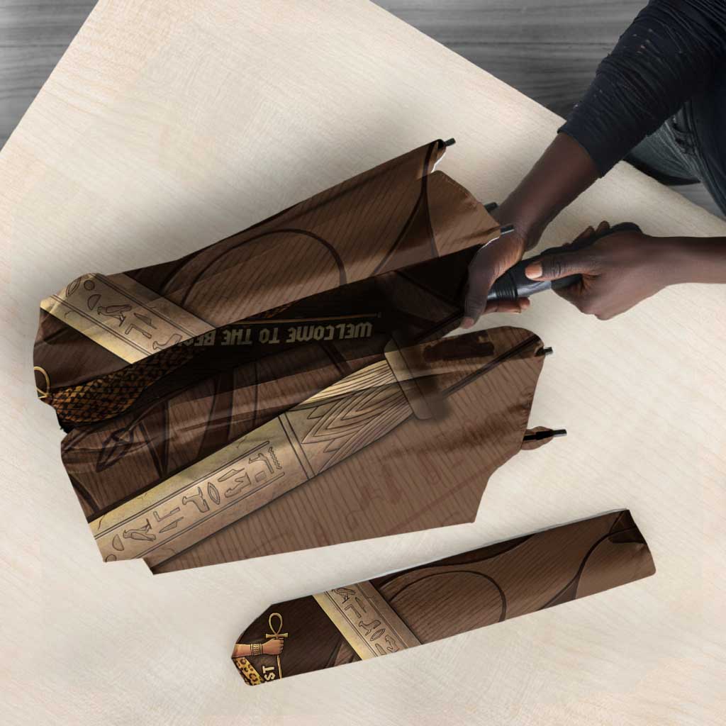 Imenet Sunlit Temple Columns Umbrella with Ancient Egyptian Offering Scene