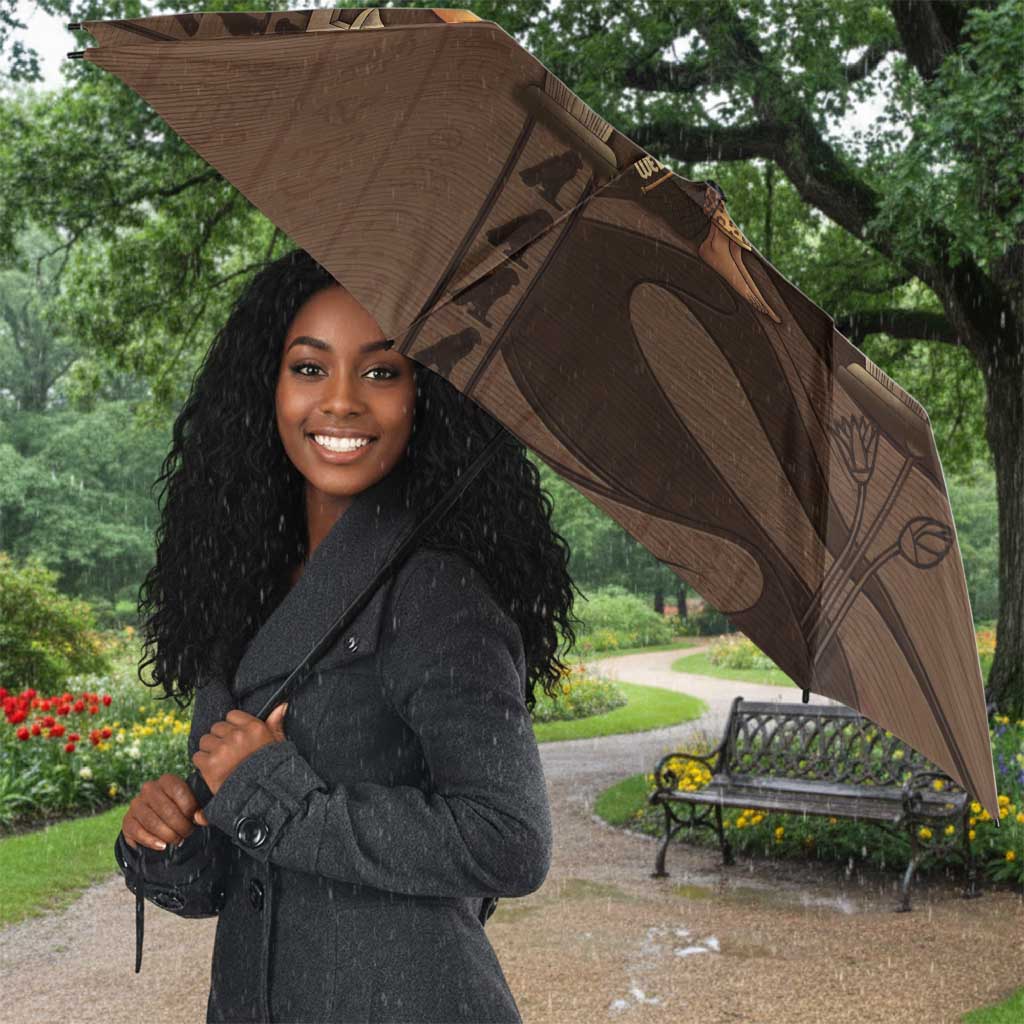 Imenet Sunlit Temple Columns Umbrella with Ancient Egyptian Offering Scene