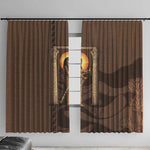 Imenet Sunlit Temple Columns Window Curtain with Ancient Egyptian Offering Scene