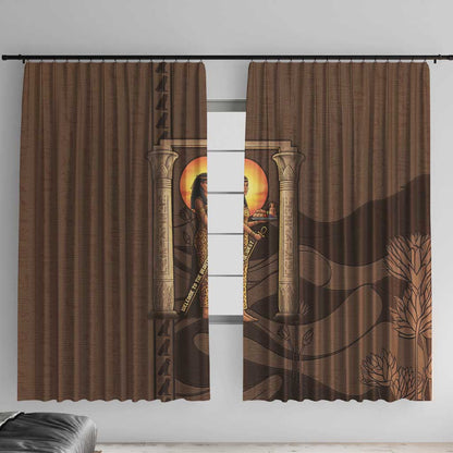 Imenet Sunlit Temple Columns Window Curtain with Ancient Egyptian Offering Scene