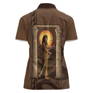 Imenet Sunlit Temple Columns Women Polo Shirt with Ancient Egyptian Offering Scene