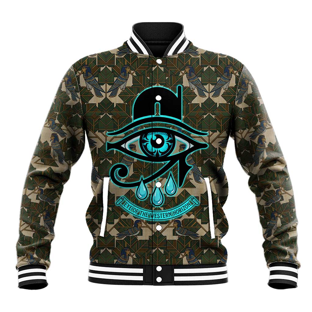 Imentet Egyptian Baseball Jacket with Eye of Horus and Eternal Tree in Afterlife