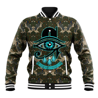 Imentet Egyptian Baseball Jacket with Eye of Horus and Eternal Tree in Afterlife