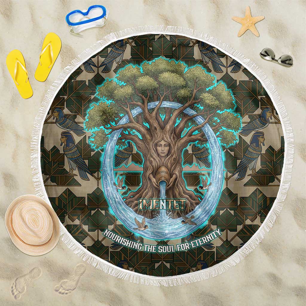 Imentet Egyptian Beach Blanket with Eye of Horus and Eternal Tree in Afterlife