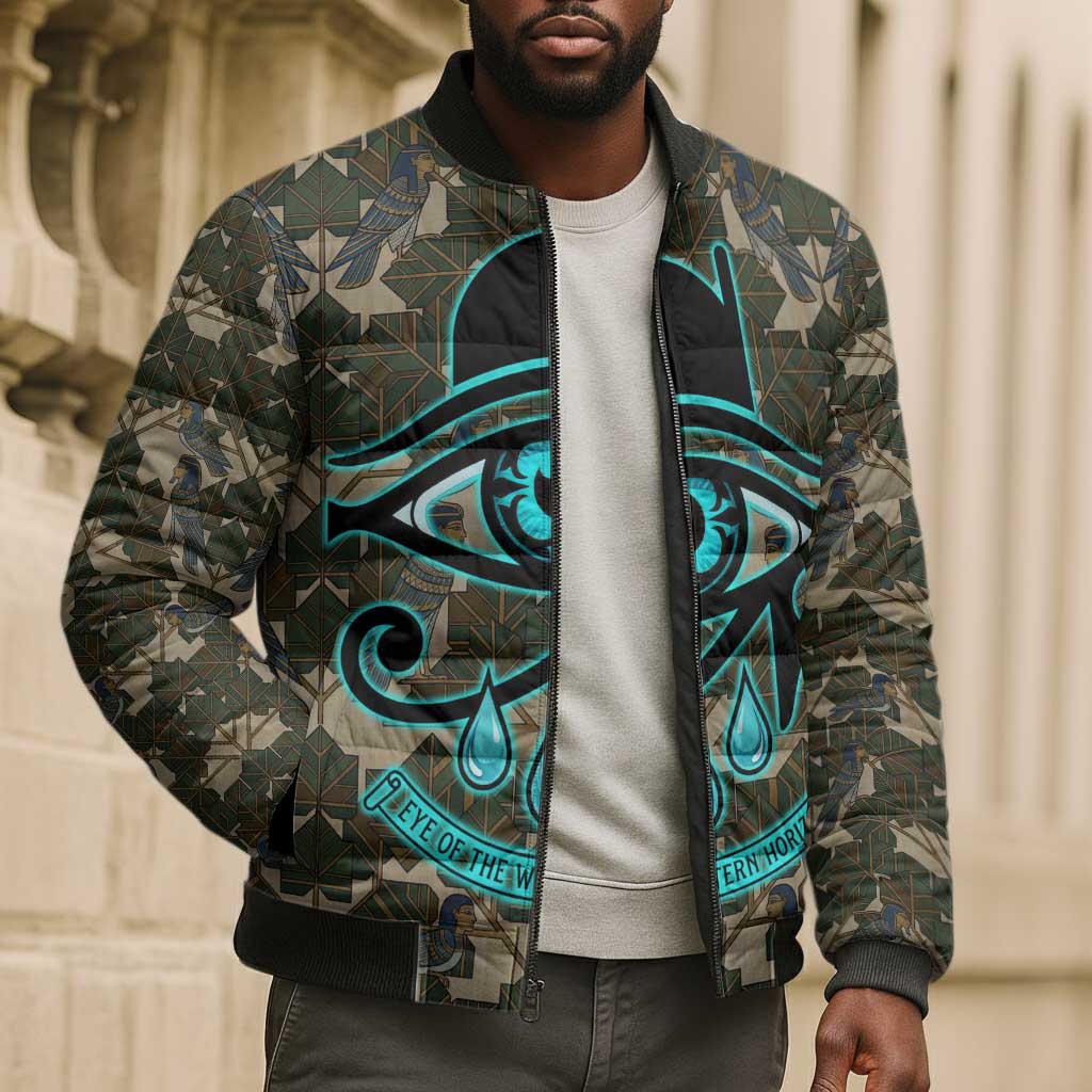 Imentet Egyptian Bomber Puffer Jacket with Eye of Horus and Eternal Tree in Afterlife