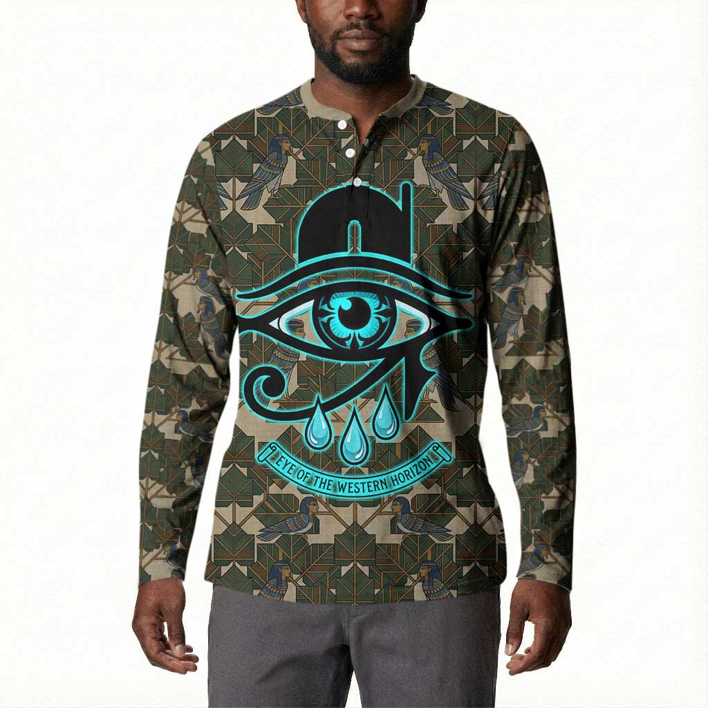 Imentet Egyptian Button Sweatshirt with Eye of Horus and Eternal Tree in Afterlife