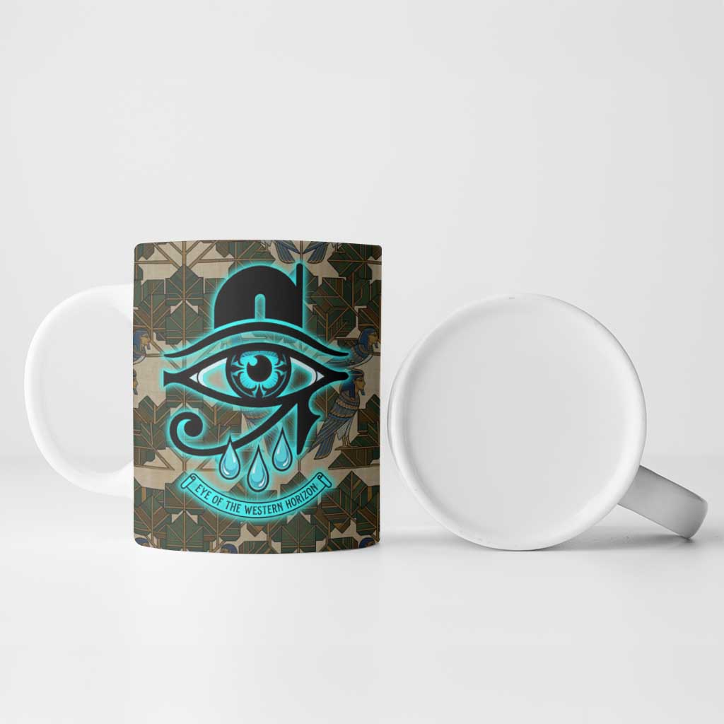 Imentet Egyptian Ceramic Mug with Eye of Horus and Eternal Tree in Afterlife
