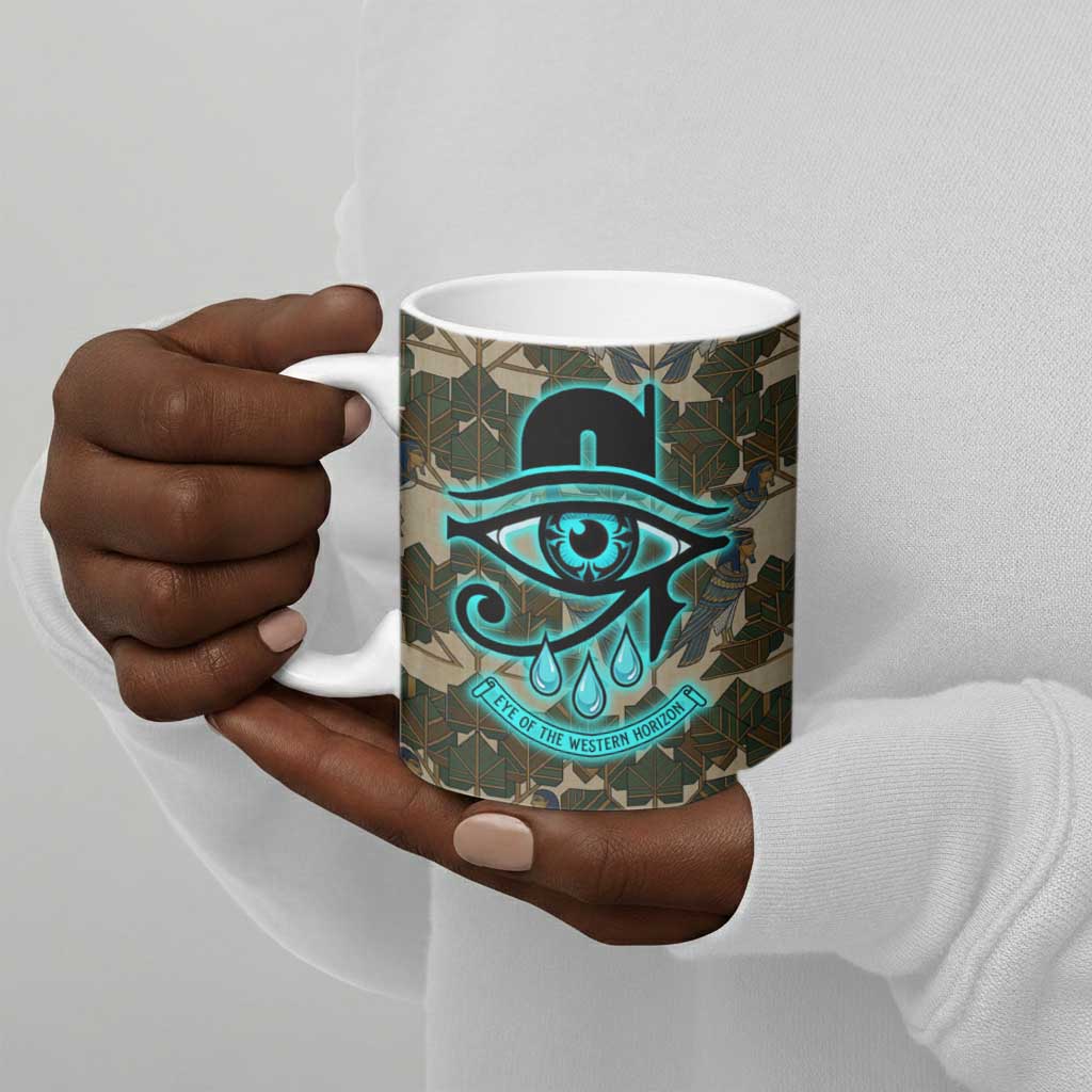 Imentet Egyptian Ceramic Mug with Eye of Horus and Eternal Tree in Afterlife