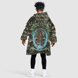 Imentet Egyptian Kid Wearable Blanket Hoodie with Eye of Horus and Eternal Tree in Afterlife
