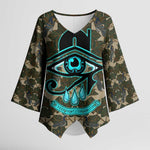 Imentet Egyptian Kimono Sleeve Blouse with Eye of Horus and Eternal Tree in Afterlife