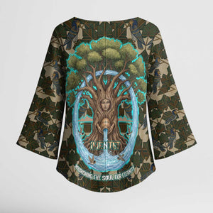 Imentet Egyptian Kimono Sleeve Blouse with Eye of Horus and Eternal Tree in Afterlife