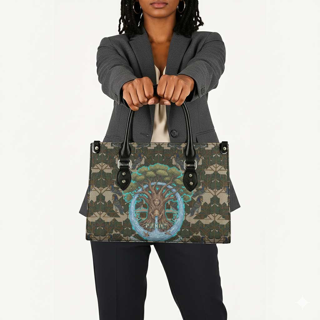 Imentet Egyptian Leather Bag with Eye of Horus and Eternal Tree in Afterlife