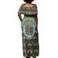 Imentet Egyptian Off Shoulder Maxi Dress with Eye of Horus and Eternal Tree in Afterlife