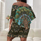 Imentet Egyptian Off Shoulder Short Dress with Eye of Horus and Eternal Tree in Afterlife