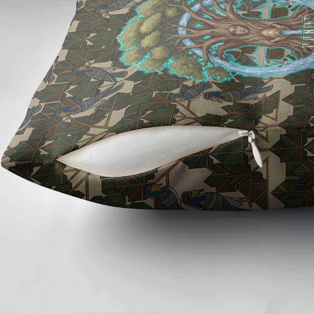 Imentet Egyptian Pillow Cover with Eye of Horus and Eternal Tree in Afterlife