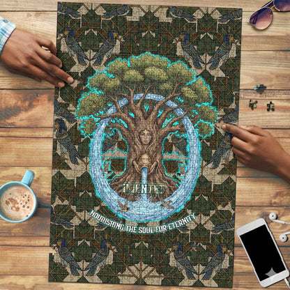 Imentet Egyptian Puzzle with Eye of Horus and Eternal Tree in Afterlife